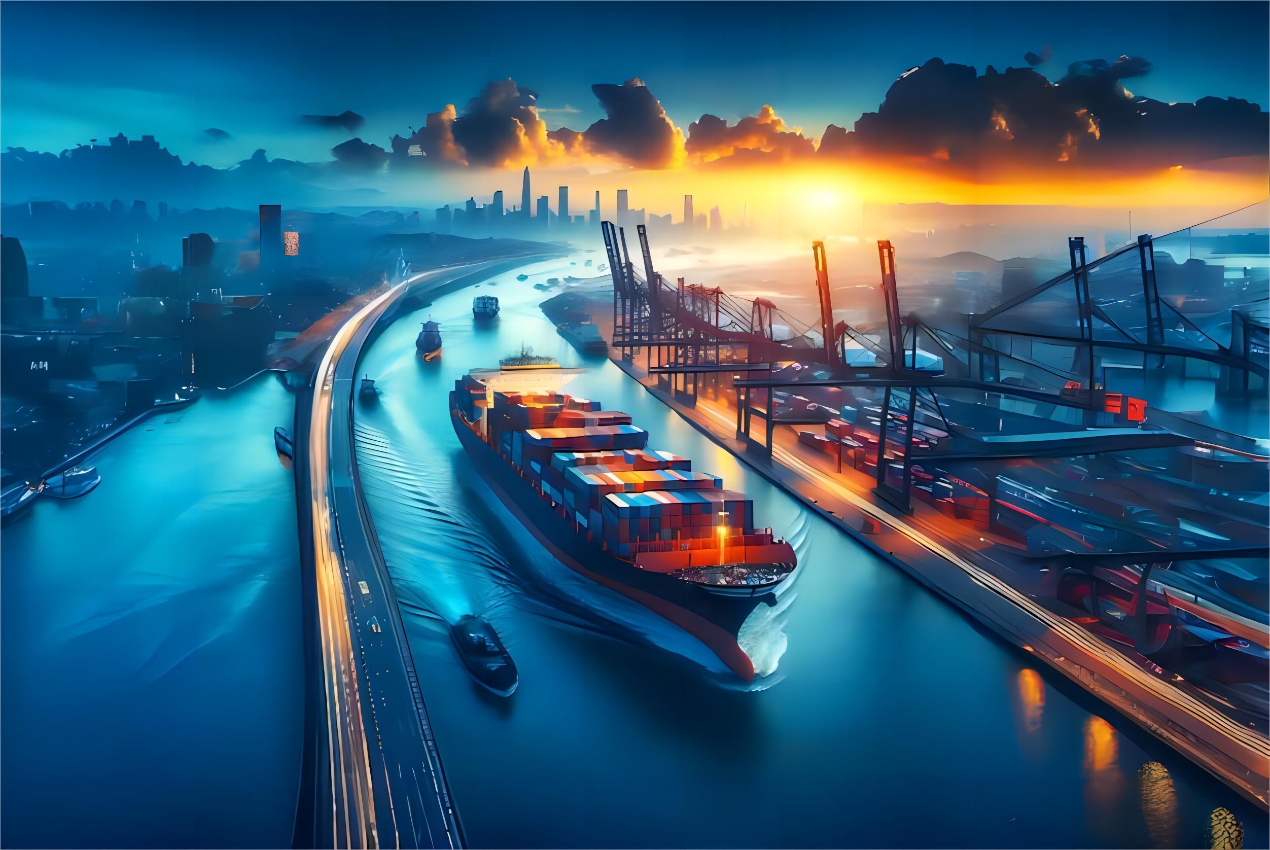 Cargo ship transporting containers from China to UAE